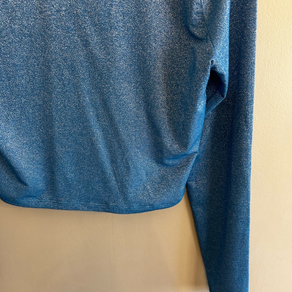 Hollister blue silver sparkle long sleeved crop top Y2K size L - Picture 14 of 15